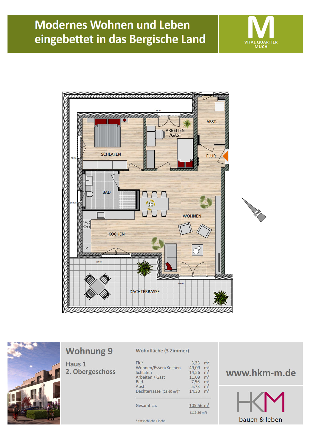 Wohnung zum Kauf provisionsfrei 529.900 € 3 Zimmer 105,6 m²<br/>Wohnfläche 2.<br/>Geschoss Much Much 53804