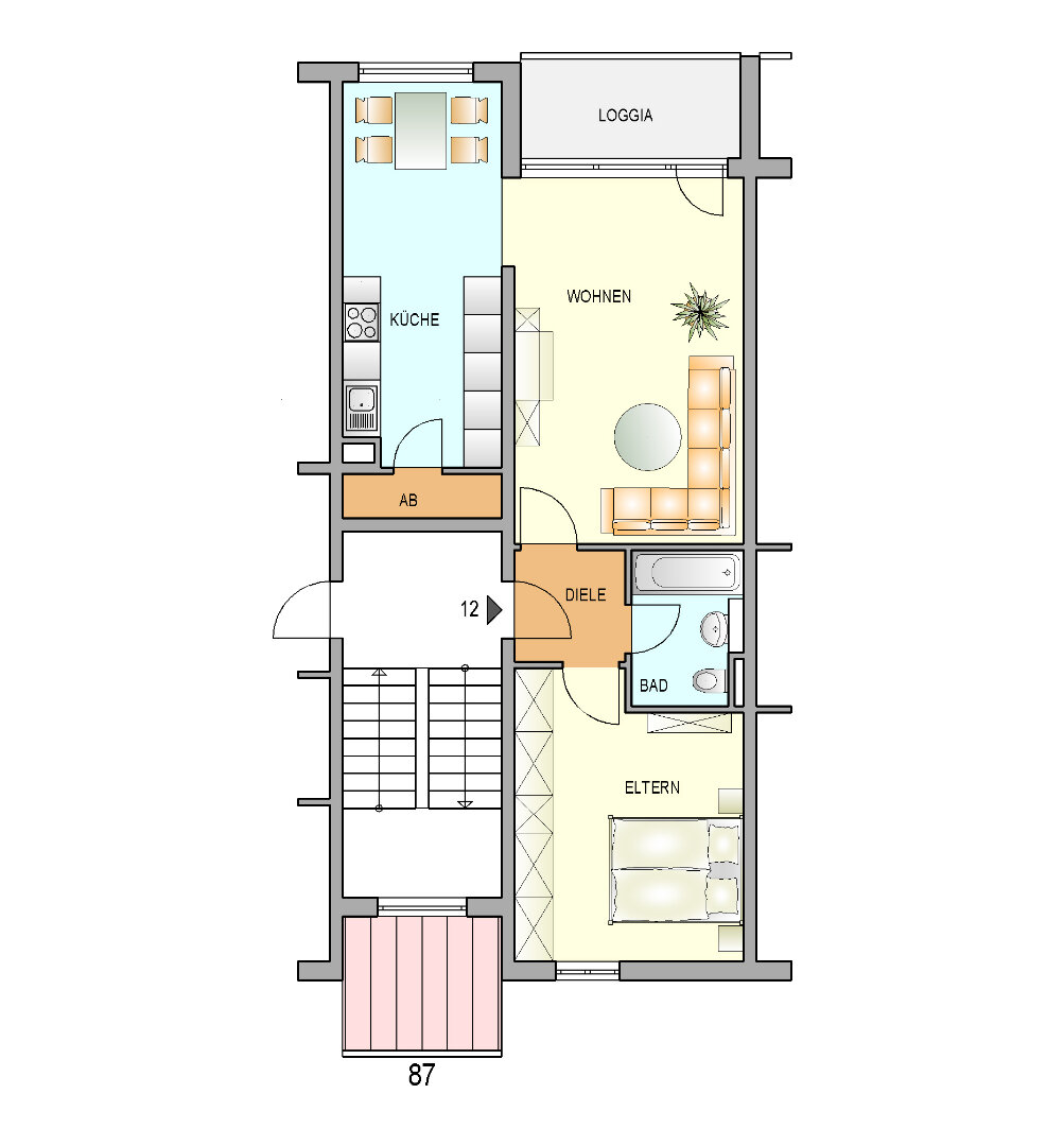 Wohnung zur Miete nur mit Wohnberechtigungsschein 357 € 2 Zimmer 61,7 m²<br/>Wohnfläche 2.<br/>Geschoss 01.04.2025<br/>Verfügbarkeit Höhenweg 87 Trecknase Remscheid 42897