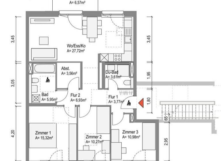 Wohnung zur Miete nur mit Wohnberechtigungsschein 942 € 4 Zimmer 89,8 m²<br/>Wohnfläche 2.<br/>Geschoss 01.07.2025<br/>Verfügbarkeit Johannes-Hoffmann-Straße 3 Bamberg Bamberg 96052
