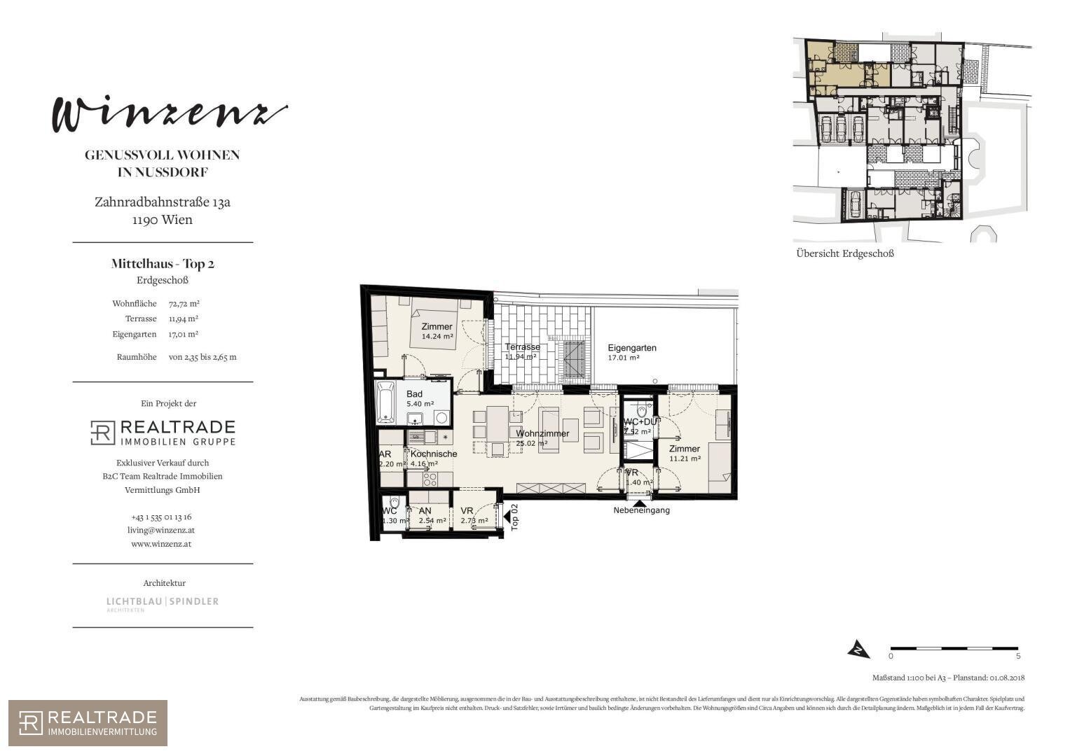 Terrassenwohnung zur Miete 1.950 € 3 Zimmer 73,3 m²<br/>Wohnfläche EG<br/>Geschoss Zahnradbahnstraße 13a Wien 1190