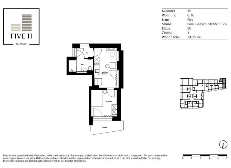 Wohnung zur Miete 660 € 2 Zimmer 34,3 m² EG frei ab 01.05.2026 Paul-Gossen-Straße 117a Erlangen-Süd Erlangen 91052