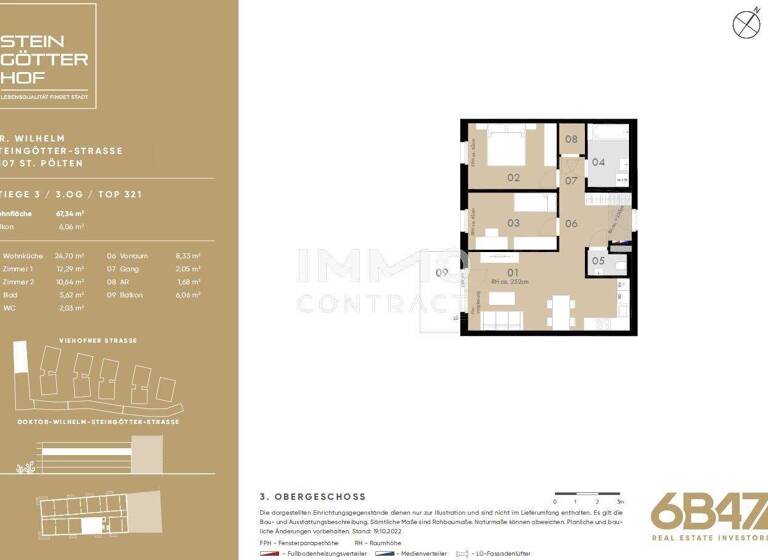 Wohnung zum Kauf - Erstbezug provisionsfrei 244.700 € 3 Zimmer 67,3 m² Teufelhof St. Pölten 3100