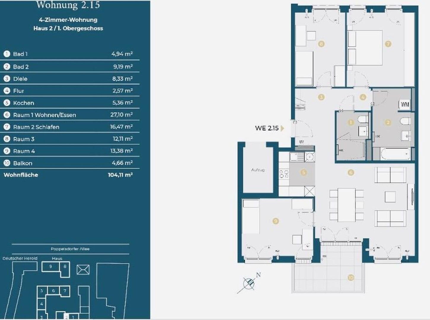 Wohnung zur Miete 2.200 € 4 Zimmer 105 m²<br/>Wohnfläche 1.<br/>Geschoss Poppelsdorfer Allee 27f Bonner Talviertel Bonn 53115