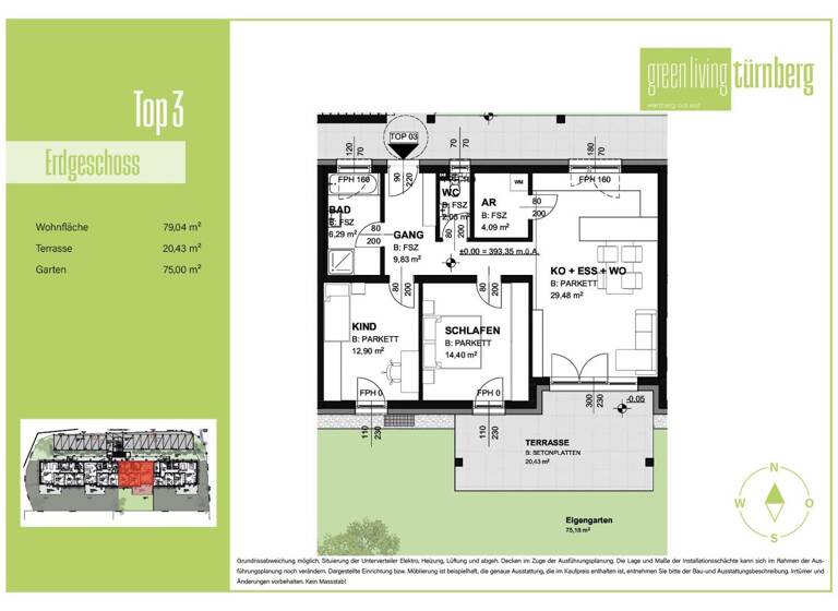 Wohnung zum Kauf - Erstbezug 353.000 € 3 Zimmer 79 m² Wartberg ob der Aist 4224