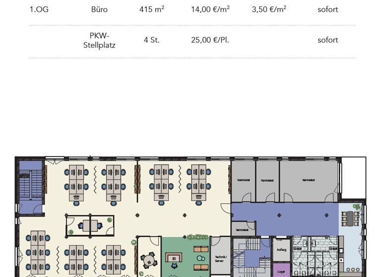 Büro-/Praxisfläche zur Miete provisionsfrei 14 € 415 m²<br/>Bürofläche Michendorf Michendorf 14552