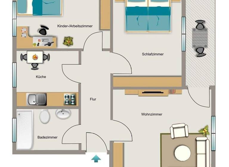 Wohnung zur Miete 512 € 3,5 Zimmer 61,6 m² 1. Geschoss Spichernstraße 11B Süd Herten 45699
