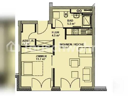 Wohnung zur Miete Tauschwohnung 720 € 2 Zimmer 44 m² 2. Geschoss Dornbusch Frankfurt am Main 60320