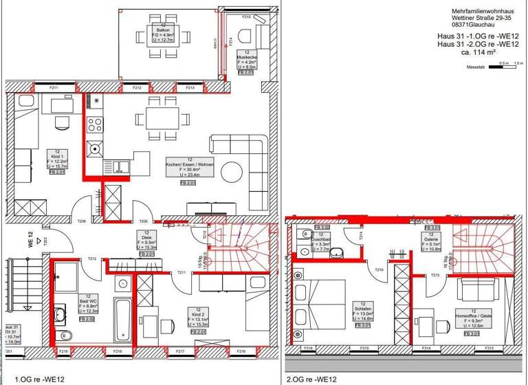 Maisonette zur Miete 1.026 € 4,5 Zimmer 114 m² 3 Geschosse frei ab 01.07.2026 Wettiner Straße 31 Glauchau 08371