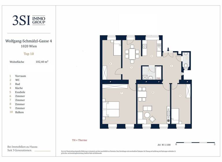 Wohnung zum Kauf 635.000 € 4 Zimmer 102,4 m² 1. Geschoss Wien 1020