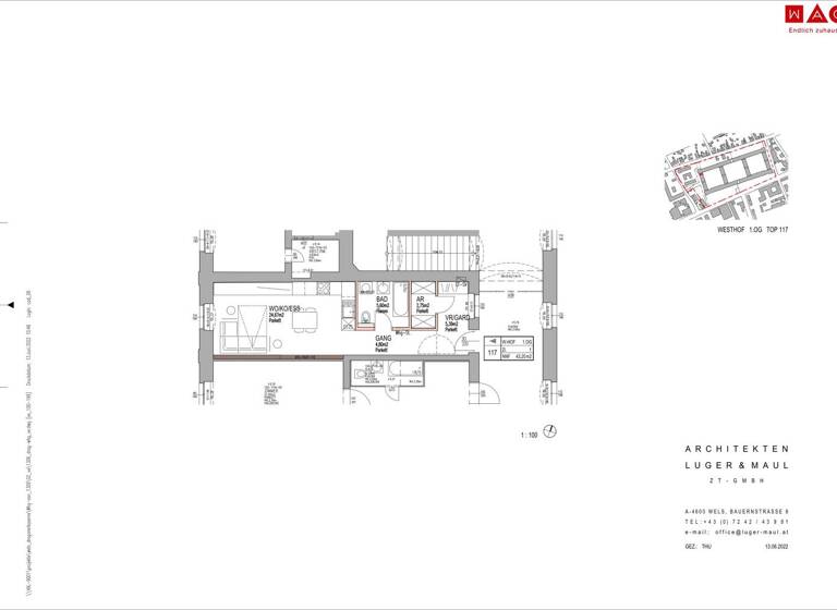 Studio zur Miete 339 € 1 Zimmer 43,2 m² 1. Geschoss frei ab 01.07.2026 Grabenhof Wels 4600