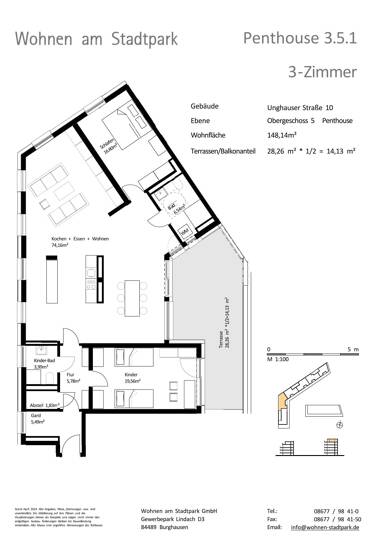 Penthouse zum Kauf provisionsfrei als Kapitalanlage geeignet 999.000 € 4 Zimmer 148,1 m² Unghauser Straße 10 Burghausen Burghausen 84489