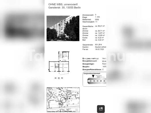 Wohnung zur Miete nur mit Wohnberechtigungsschein Tauschwohnung 440 € 3 Zimmer 69 m² 1. Geschoss Alt-Hohenschönhausen Berlin 13055