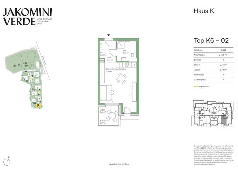 Studio zum Kauf - Erstbezug 199.000 € 1 Zimmer 34,8 m² 6. Geschoss Kasernstraße Jakomini Graz 8010