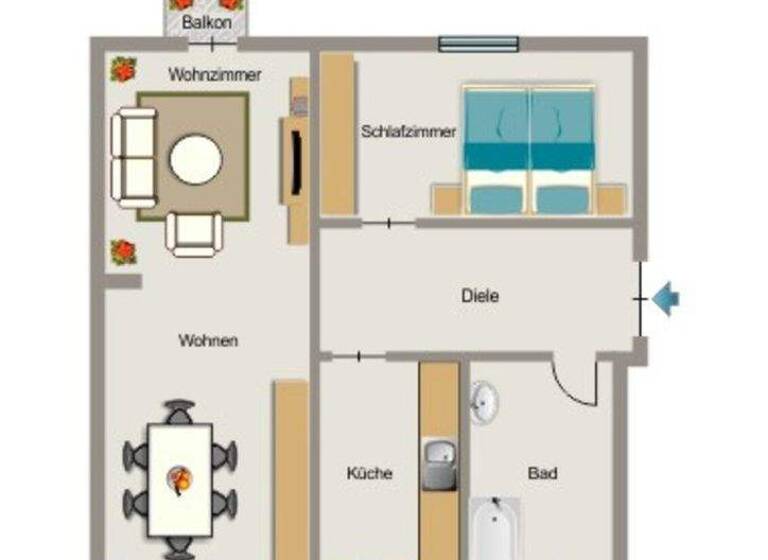 Wohnung zur Miete nur mit Wohnberechtigungsschein 325 € 2,5 Zimmer 57,1 m² 1. Geschoss Gerhart-Hauptmann-Straße 5 Repelen Moers 47445