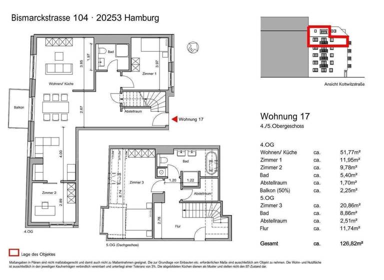 Maisonette zum Kauf - Erstbezug 1.620.000 € 4 Zimmer 126,8 m² 4. Geschoss frei ab sofort Bismarckstraße 104 Hoheluft-West Hamburg 20253