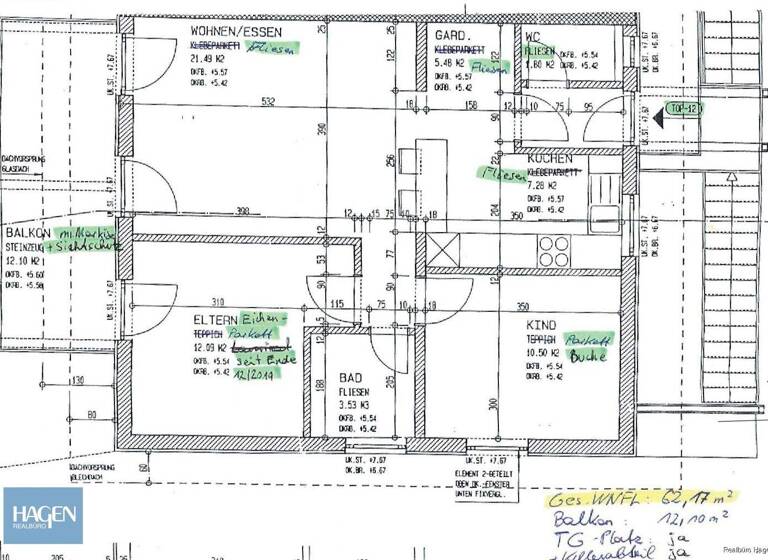 Wohnung zur Miete 1.018 € 3 Zimmer 62,2 m² 2. Geschoss Wichnerstraße 28 Lustenau 6890
