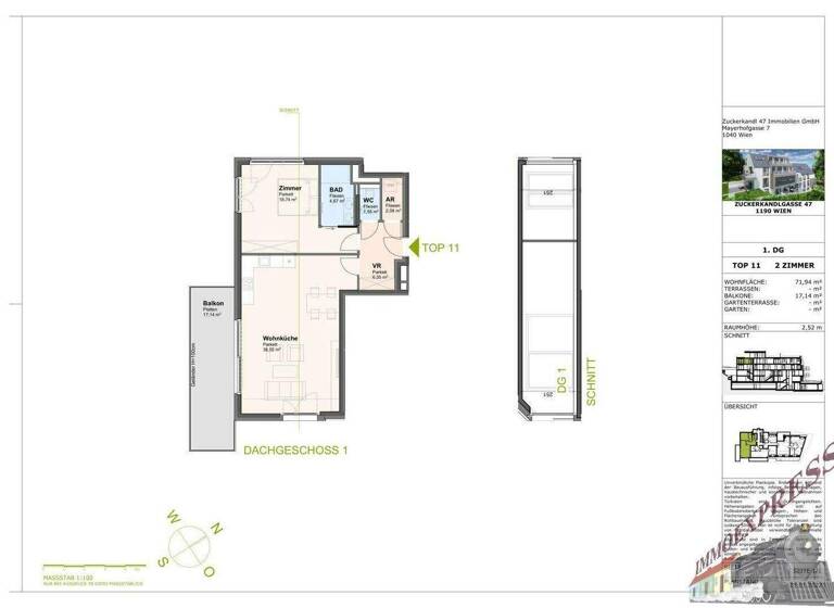 Wohnung zum Kauf - Erstbezug 649.000 € 2 Zimmer 71,9 m² 4. Geschoss Wien 1190