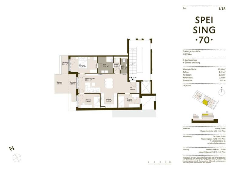 Wohnung zum Kauf - Erstbezug 850.000 € 4 Zimmer 85,1 m² 3. Geschoss frei ab 01.06.2026 Speisinger Straße Wien 1130