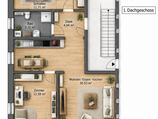 Wohnung zur Miete 750 € 3 Zimmer 65,8 m² Geschoss 2/3 Marbach Villingen-Schwenningen 78052