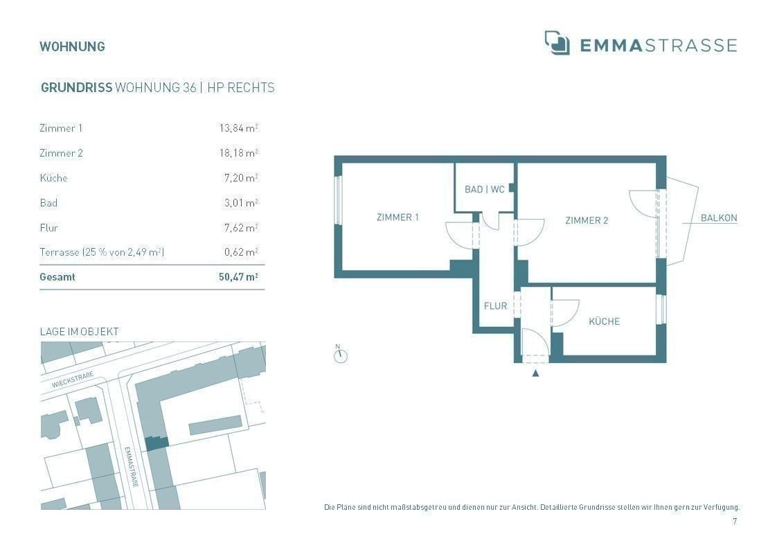 Wohnung zum Kauf provisionsfrei 315.000 € 2 Zimmer 50,5 m²<br/>Wohnfläche ab sofort<br/>Verfügbarkeit Emmastrasse 8 Stellingen Hamburg 20255