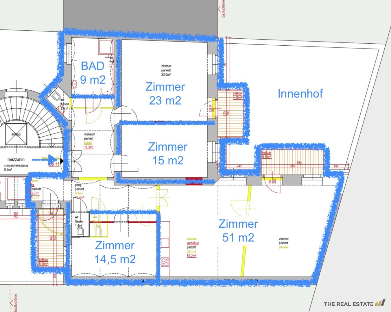 Wohnung zum Kauf 1.650.000 € 4 Zimmer 140 m²<br/>Wohnfläche 1.<br/>Geschoss Wien 1040