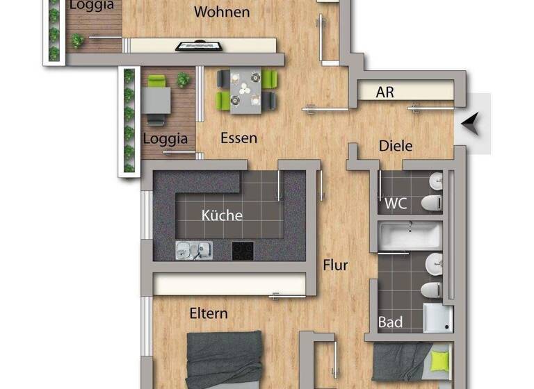 Wohnung zur Miete 960 € 3,5 Zimmer 89 m² 2. Geschoss Gartenstadt Nürnberg 90469
