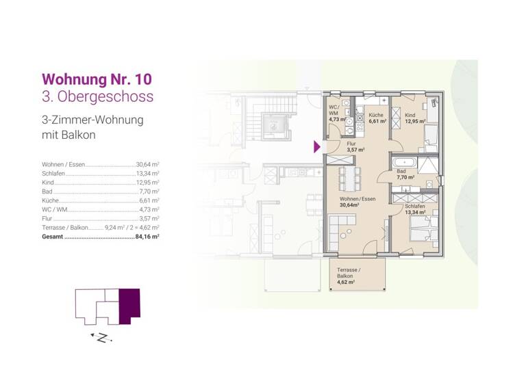 Wohnung zum Kauf - Neubau 378.900 € 3 Zimmer 84,2 m² 3. Geschoss Kümmersbruck 92245