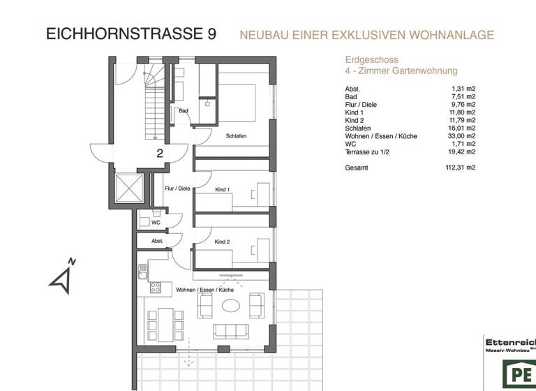 Terrassenwohnung zum Kauf 1.589.000 € 4 Zimmer 109,5 m² EG Eichhornstraße 9 Hadern München 81377