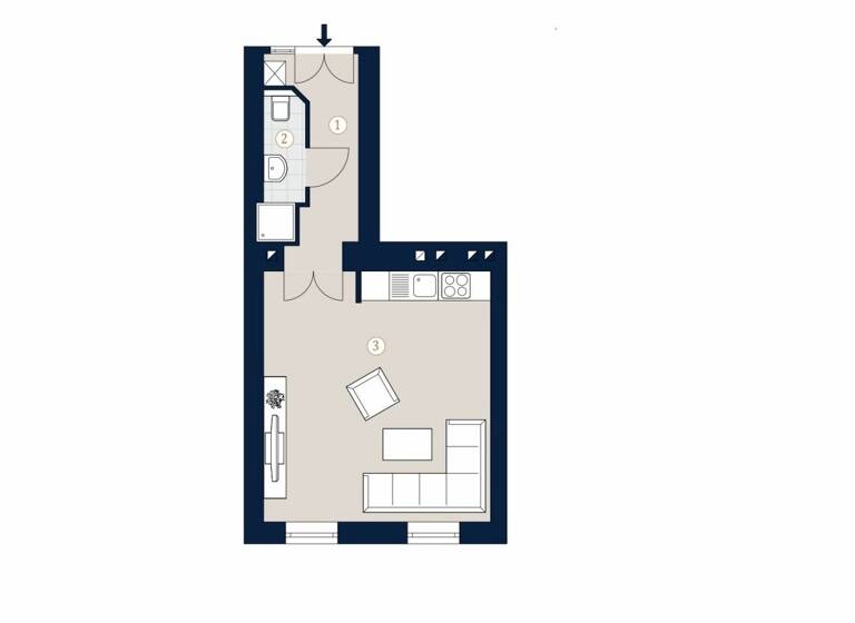 Studio zum Kauf 280.000 € 1 Zimmer 32,5 m² 3. Geschoss Schönbrunner Straße 22 Wien 1050