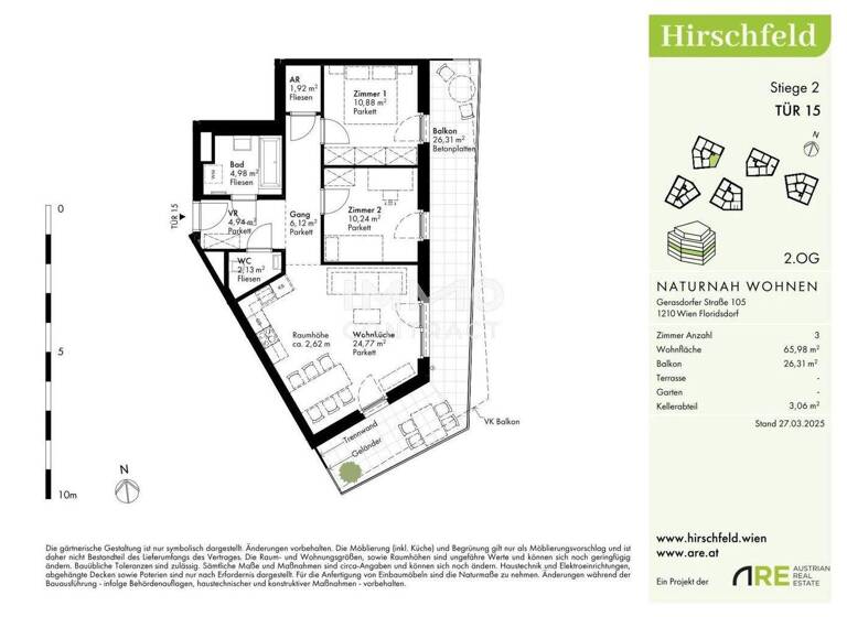 Wohnung zum Kauf - Erstbezug provisionsfrei 415.000 € 3 Zimmer 66 m² Wien 1210