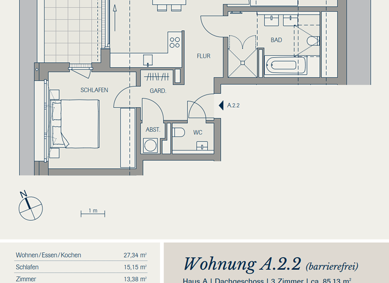 Wohnung zum Kauf - Neubau provisionsfrei 728.300 € 3 Zimmer 85,1 m² 1. Geschoss frei ab sofort Bundesstraße 27 Zarten Kirchzarten 79199