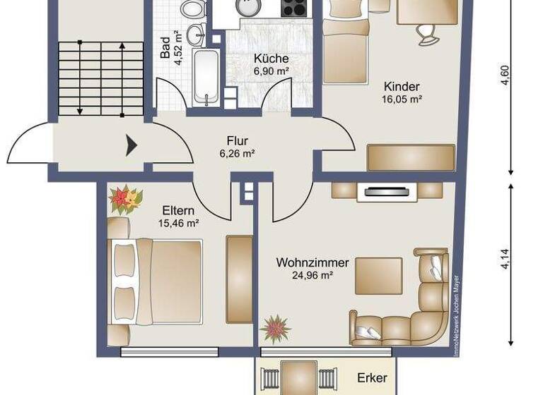 Wohnung zum Kauf 178.000 € 3 Zimmer 74,7 m² EG Trier-Süd Trier 54290