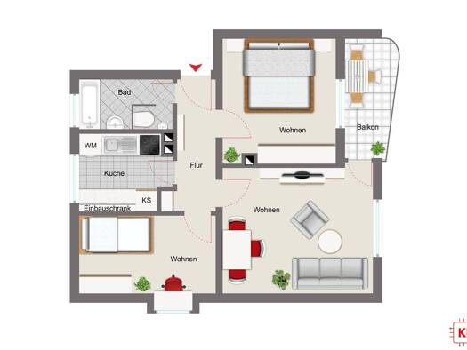 Wohnung zum Kauf 320.000 € 2 Zimmer 63 m² Kumpfmühl-Ziegetsdorf-Neuprüll Regensburg 93051
