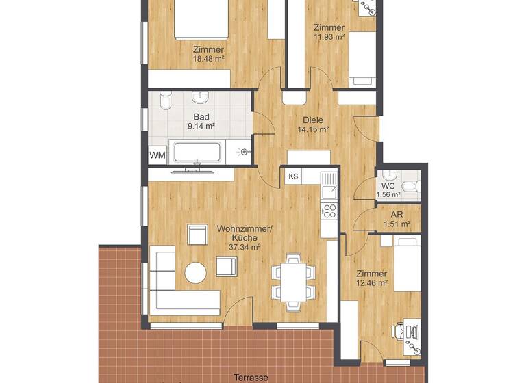 Wohnung zum Kauf 695.000 € 4 Zimmer 105,9 m² 4. Geschoss St. Martin Klagenfurt 9020