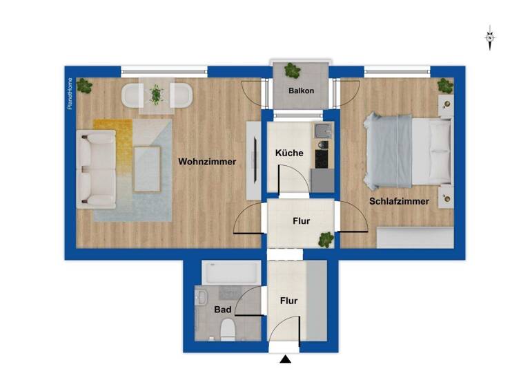 Wohnung zum Kauf 225.000 € 2 Zimmer 47,7 m² 2. Geschoss Marienberg Nürnberg 90411