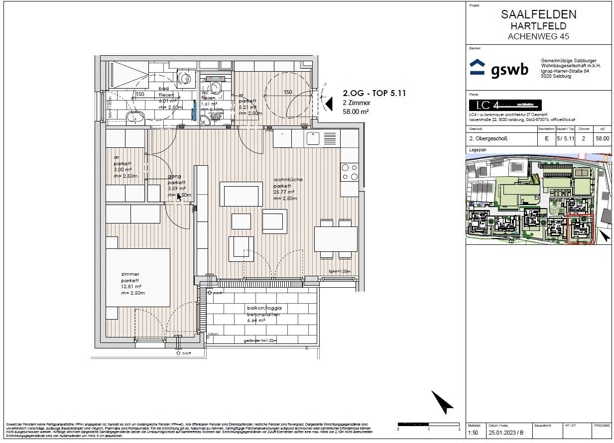 Wohnung zum Kauf provisionsfrei 378.040 € 2 Zimmer 58 m²<br/>Wohnfläche 2.<br/>Geschoss Achenweg 45 Saalfelden am Steinernen Meer 5760