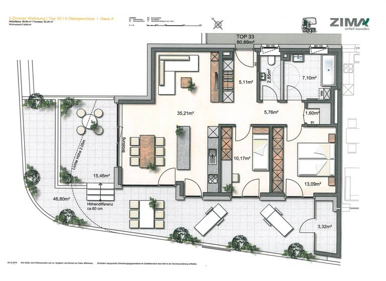Wohnung zur Miete 1.355 € 3 Zimmer 80,9 m² 4. Geschoss frei ab 01.05.2026 Wichnergasse 17 Feldkirch 6800