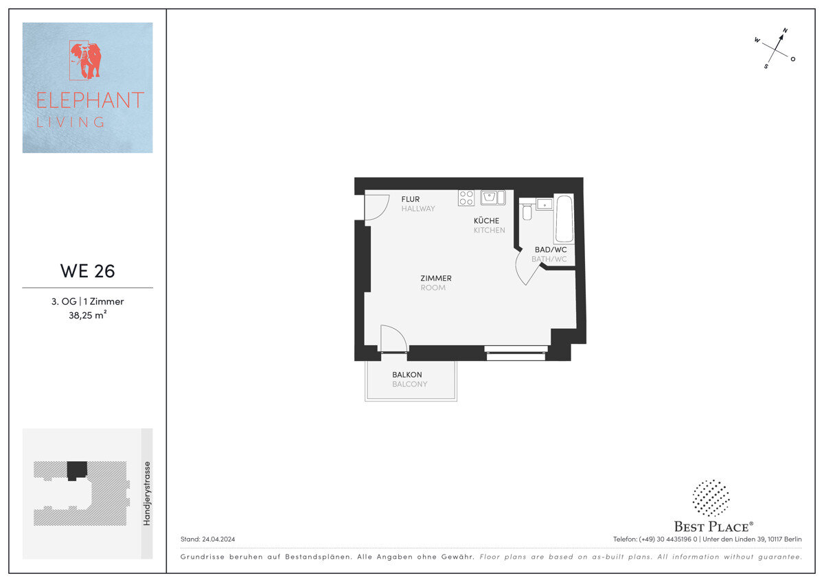 Wohnung zum Kauf provisionsfrei 210.000 € 1 Zimmer 38,3 m²<br/>Wohnfläche 3.<br/>Geschoss Handjerystraße 36 Adlershof Berlin 12489