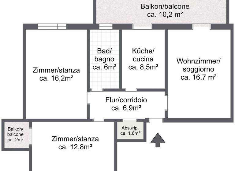 Wohnung zum Kauf 380.000 € 3 Zimmer 68 m² 4. Geschoss Meran 39012