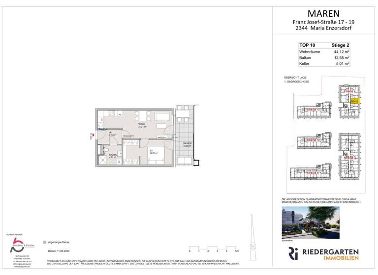 Wohnung zum Kauf - Erstbezug 299.250 € 2 Zimmer 44,2 m² 1. Geschoss Franz Josef-Straße 17-19 Maria Enzersdorf 2344