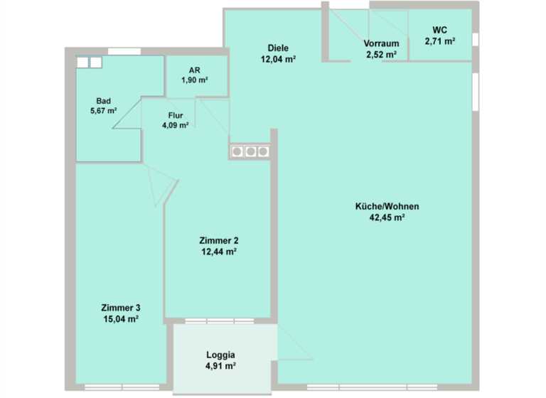 Wohnung zur Miete 1.569 € 3 Zimmer 99 m² Wien 1140