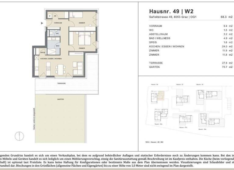 Wohnung zum Kauf - Erstbezug 449.000 € 3 Zimmer EG frei ab sofort Salfeldstraße 49 Straßgang Graz,16.Bez.:Straßgang 8054