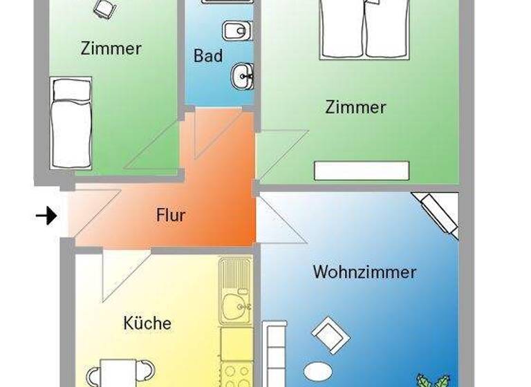 Wohnung zur Miete 387 € 3 Zimmer 56,9 m² 1. Geschoss Eggersdorfer Str. 16 Fermersleben Magdeburg 39122
