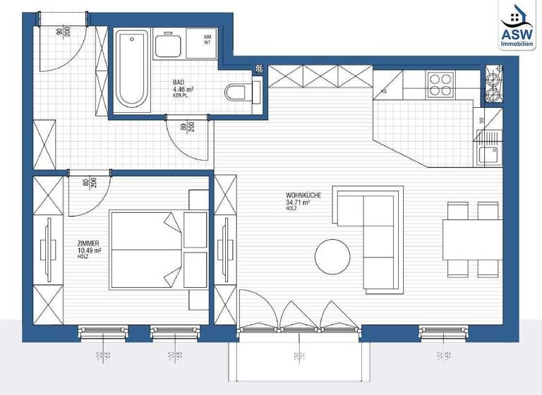 Wohnung zur Miete 794 € 2 Zimmer 49,7 m² 2. Geschoss Marchfeldstraße 25 Wien 1200