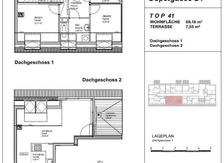 Wohnung zur Miete 1.164 € 3 Zimmer 69,2 m² Ospelgasse 24 Wien 1200