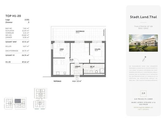 Wohnung zum Kauf - Erstbezug 260.000 € 3 Zimmer 57,7 m² 2. Geschoss Thalstraße 87-89 Gösting Graz 8051