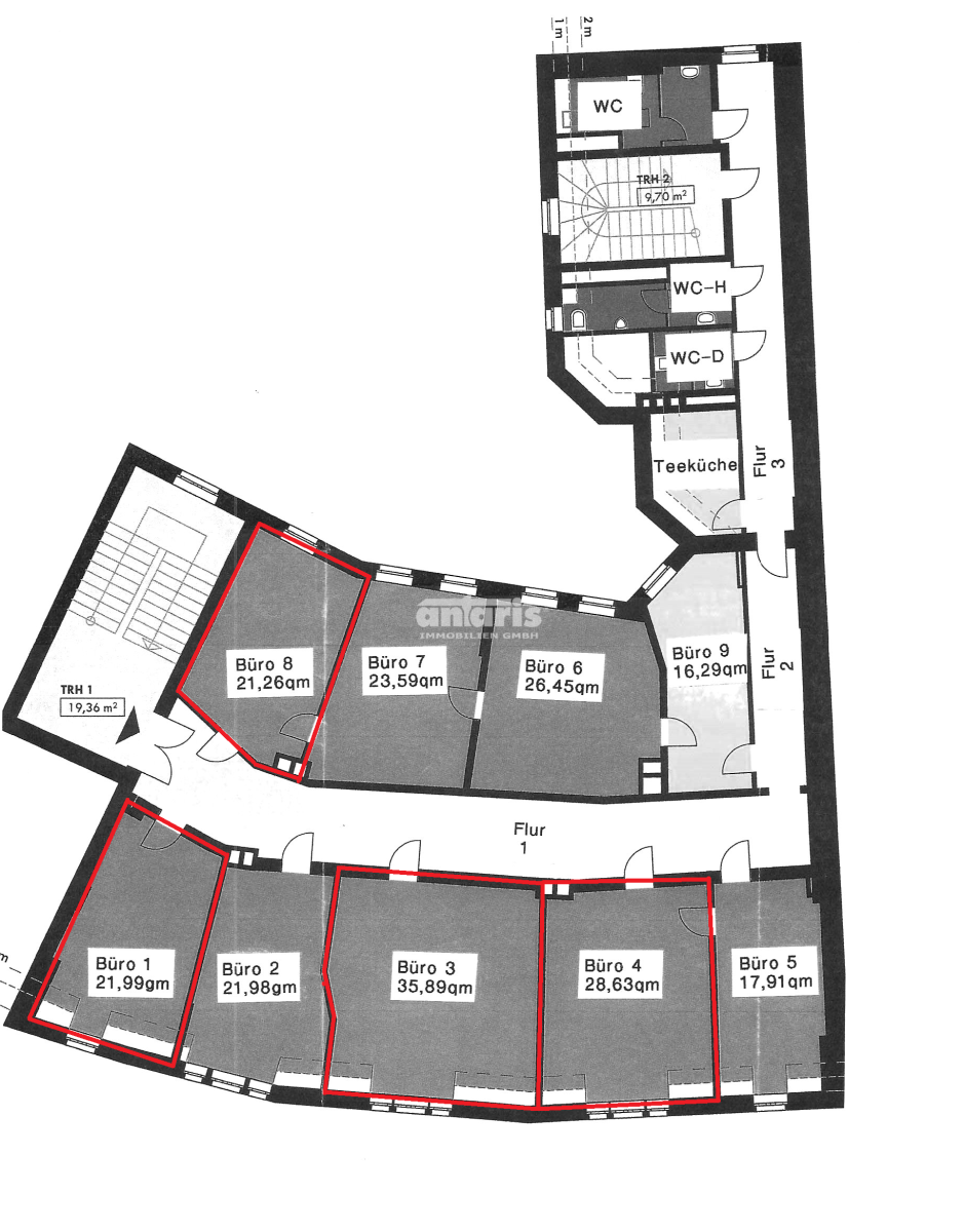 Bürofläche zur Miete provisionsfrei 5,50 € 35,9 m²<br/>Bürofläche ab 35,9 m²<br/>Teilbarkeit Altstadt Erfurt 99084