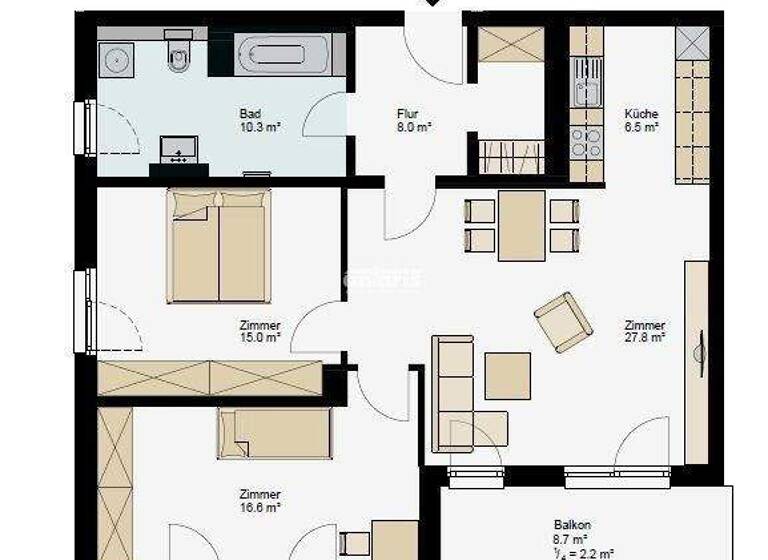 Wohnung zur Miete 1.121 € 3 Zimmer 86,3 m² Altstadt Erfurt, Stadt 99084