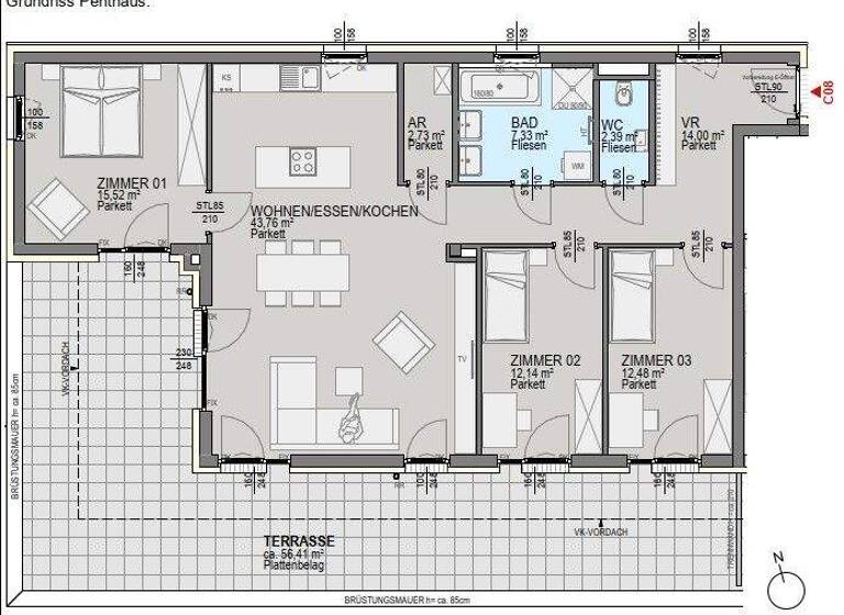 Penthouse zum Kauf - Erstbezug 779.800 € 4 Zimmer 110,4 m² 2. Geschoss Straßgang Graz 8054