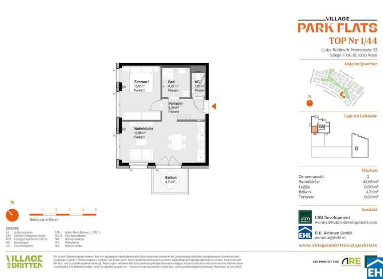 Wohnung zum Kauf - Erstbezug 385.000 € 2 Zimmer 43,9 m² 10. Geschoss Ljuba-Welitsch-Promenade 22 Wien 1030